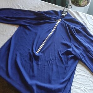 Chic Women's Blue Blouse with Zipper